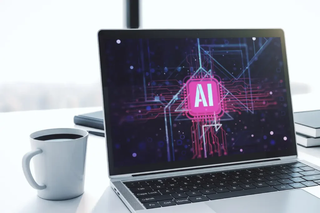 creative-artificial-intelligence-symbol-concept-modern-computer-monitor-3d-rendering conseils-creation-site-ia
